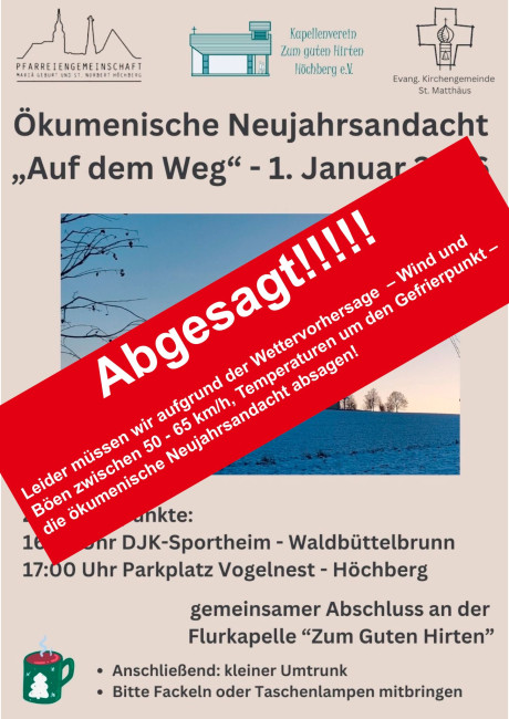 Absage Neujahrsandacht